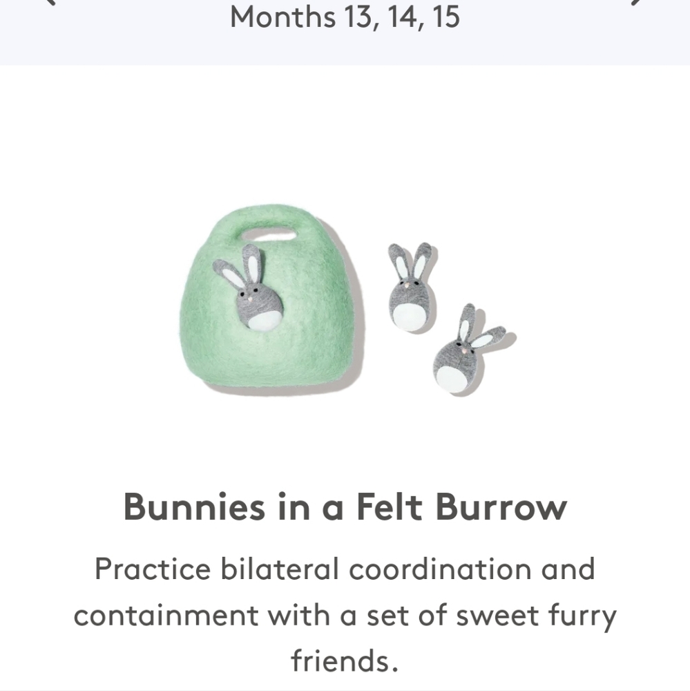 Lovevery Bunnies in a felt burrow